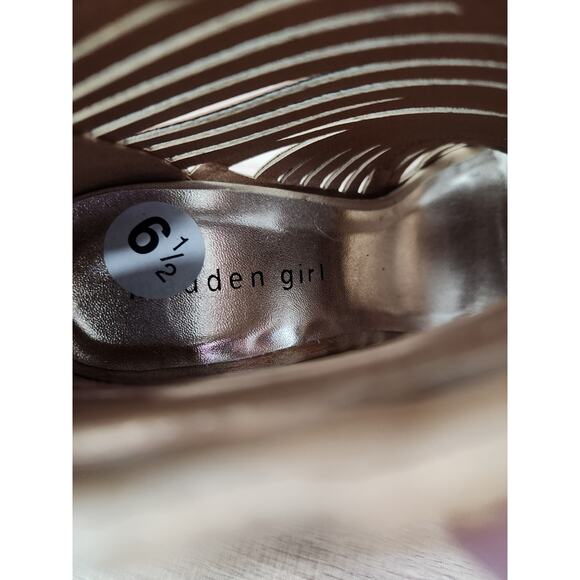 Madden Girl Size 6.5 Tan Light Brown Open toe 3.5" Heels Booties Sandals Ankle - Picture 8 of 10